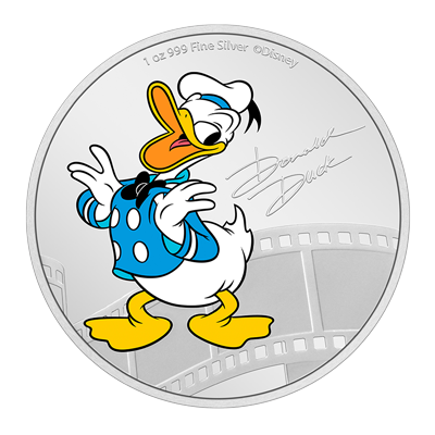 A picture of a 1 oz Donald Duck Silver Coin (2023)